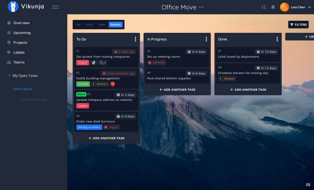 GPL-licensed task manager Vikunja screenshot